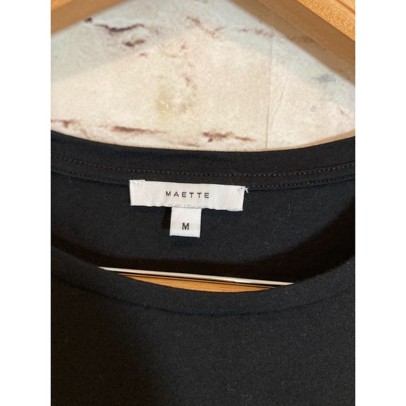 Maette Top Women Medium Black Ultra Bell Sleeve Cotton Modal Stretch Whimsy Goth - Picture 4 of 14